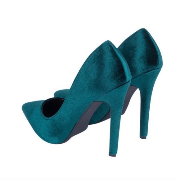 Velvet Heels Pumps Emerald Green - Picture 2 of 4